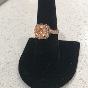 Yellow topaz, halo style costume ring